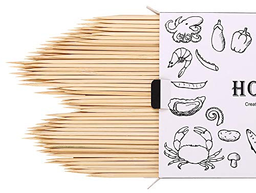 HOSSIAN 150pcs 25cmΦ4mm Natural Bamboo-Skewers-sticks grilling -Carmel Apple Bar-chocolate fountain for Appetiser,BBQ,Crafting and Party (25CM.)