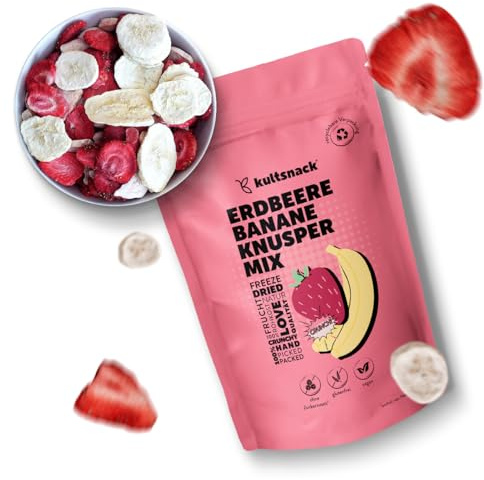 Kultsnack Erdbeere Banane Knusper Mix 150 g – Frucht und Kinder Snack für Unterwegs – Müsli Früchte – Bowls Topping – Gefriergetrocknet, Ohne Zusätze, Ohne Zucker, Ungeschwefelt (Vegan, Glutenfrei)