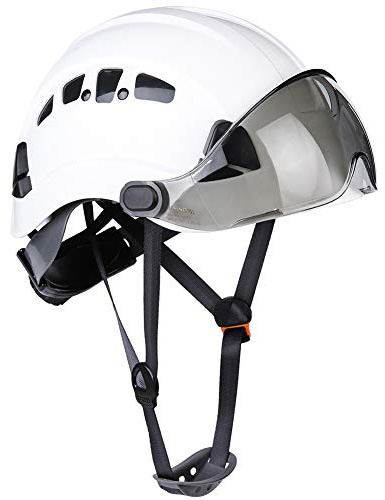 UNINOVA Safety Hard Hat with Visor - ANSI Z89.1 Approved Helmet Adjustable - 6-Point Suspension & Hardhats Vented,Class C Safety Helmet Construction Work (A1 White Tinted Visor)