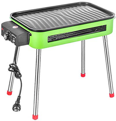 Portatile BBQ Griglia Barbecue elettrico da esterno barbecue elettrico barbecue elettrico BBQ Grill senza fumo con gambe 1800W Termostato regolabile TERMOSTATO RUMOVABILE Piastre lavabili rimovibili,