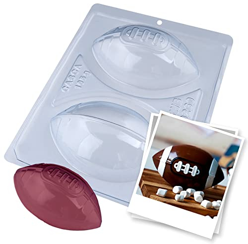BWB 10260 Sports Mould Rugby Ball Special 3 Parts Shape with Silicone Hot Chocolate 2 Hole 105g Plastic PET Three Dimensional Accessories and Utensils Cakes, Transparent