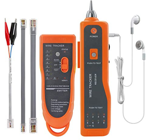Ethernet Cable Tracker LAN Network Cables Tester Multifunction Line Finder Measure for CAT5 CAT6 RJ45 RJ11 with Network Maintenance Collage Telephone Line Test Earphones for Cable Collage