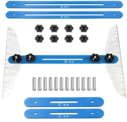 Treppenstufenschablone Werkzeug, Edelstahl Treppenstufenprofil-Jiglehre Messwerkzeug mit Winkelmesser und Skalenanzeige, Einstellbare 27.9 cm bis 152.4 cm Länge für Steigleitungen, Trennwände,