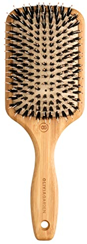 Olivia Garden Bamboo Touch Brush – Brosse Eco-responsable Démêlant en Bambou, Poils en Sanglier et Nylon - Taille L