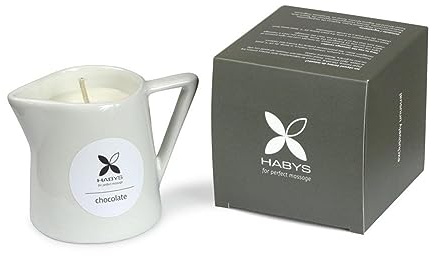 Habys Natur Massagekerze Schokoladentraum 100 ml, Duftkerze, Kerze Entspannung, Natürliche Rohstoffe Sheabutter, Sojawachs, Arganöl. Weiche, hydratisierte und zart duftende Haut