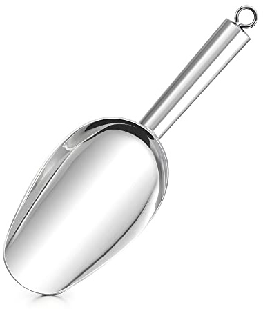 Herogo 6oz Small Stainless Steel Ice Scoop for Pet Coffee Candy | Metal Food Sweet Scoop, Multi-Use for Kitchen, Bar, Wedding, Buffet, Party, Durable & Mirror Finish, Dishwasher Safe