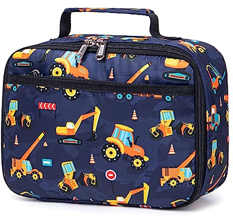 Lunch Bags for Kids Boys Insulated Lunch Boxes Cooler Toddler Lunch Tote Bag Thermo Picnic Bag for School Children(Truck-Navy Blue)