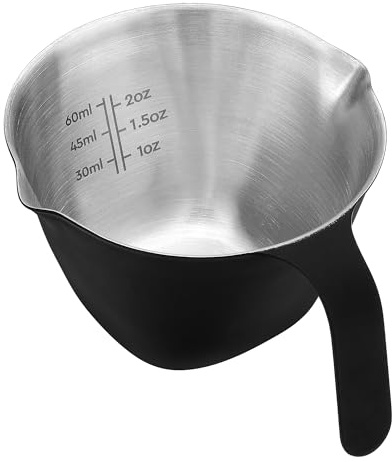 Normcore Espresso-Messbecher Mit Griff und Doppelauslauf - Barista-Werkzeugzubehör, 1 mm Dick, Edelstahl 304, Mattschwarz