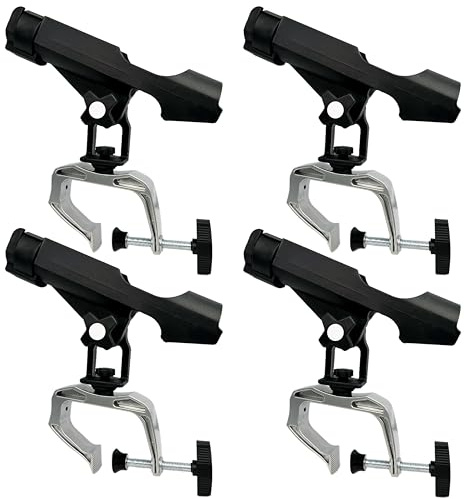 Fishing Boat Rods Holder with Large Clamp Opening 360 Degree Adjustable Fishing Rod Racks Folding Holder
