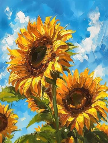 Lfynior Kreuzstich set Kinder Sonnenblume 11CT Sticken Set 40cmX50cm DIY Gestempelte Kreuzstich-Kits Handarbeiten Muster für Anfänger Home Decor