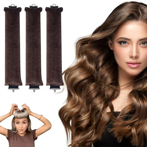 3 Stück Hitzefreie Lockenwickler Über Nacht mit Haken zum Ausschlafen - Locken Ohne Hitze für Langes und Mittleres Haar