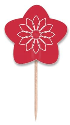 Line - Palillos de dientes con diseño de flor de loto, con etiqueta de estrella, palillos para cupcakes