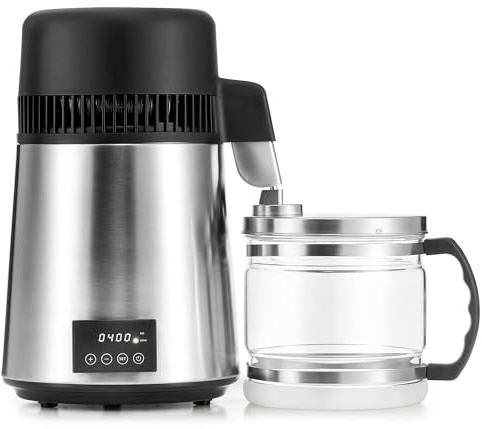 CO-Z 4L Stainless Steel Water Distiller with Reservation & Auto-Off, 750W Distilled Water Maker with 304 SS Inner Tank, Countertop Design for Home & Office