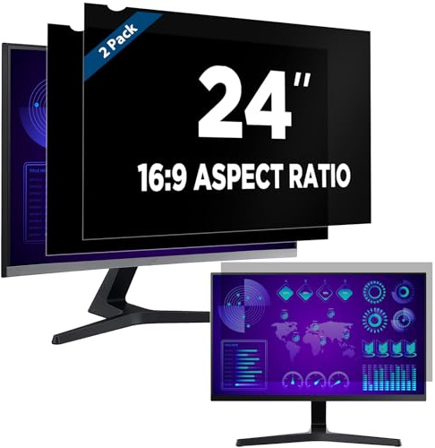 Tefeiyin 24 Inch Computer Privacy Screen Filter for 16:9 Monitor 2-Pack | Anti-Spy/Glare Protector Film Widescreen Filter Size: width: 20 15/16, Height: 11 13/16 (532mm x 299mm)