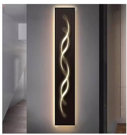 GRRICEPL Wandkunst, Große Abstrakte Dekorative Leinwandgemälde, Wandskulptur Mit LED Lichtern, Wohnzimmer Wandkunst Gemälde Schlafzimmer Büro Kunst Wand(Black-B,150X25CM)