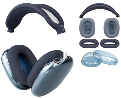 SOULWIT Ersatzkit für AirPods Max – Netzstoff-Ohrpolster + Kopfbandabdeckung + TPU-Schutzcase + Silikon-Ohrpolsterabdeckung, schweißfest und Kratzfest, Zubehör mit weicherem Schaumstoffkissen