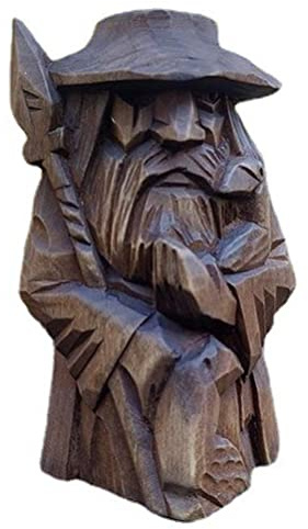 Qcwwy Estatua Nórdica de Odin, Estatua Vikinga de Odin de la Edad Oscura, Figuras de Mitología Vikinga Nórdica, Adornos Paganos Nórdicos, Adornos Artesanales para (Tir-Espada