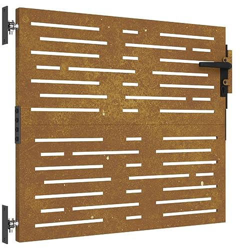 Zauntor für Staketenzaun, Gartenzaun Pforte Gartentor Metall Gartentür Gartenpforte Hoftor Flügeltor Einfahrtstor Gartentpforte, 85x100 cm Cortenstahl Quadratisches Design