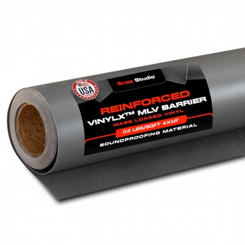 VinylX™ Reinforced Mass Loaded Vinyl (MLV) 4' x 16' - Flexible, Heavy Duty Soundproof Barrier for Walls, Ceilings, Floors – ASTM Rated, USA Made – 0.5 lb/sq ft Roll