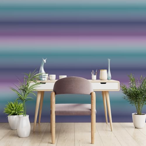 WPE® Ombre Stripe Wallpaper - Elegant Purple, Teal, and Lilac Stunning Iridescent Modern Stripe Design Ideal for Kids Room or Any Room to Brighten Up
