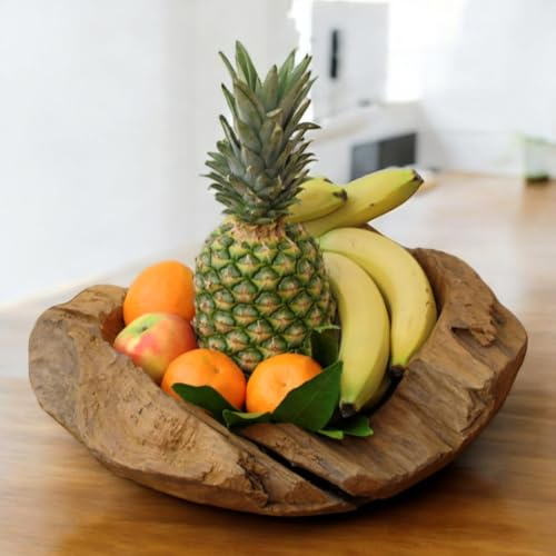Kinaree Dekoschale aus Teak Wurzelholz – Handgefertigte Schüssel ca. 20-50 cm – Naturholz Schale für Obst, Deko oder als Schlüsselschale im Flur (Ø 30 cm)