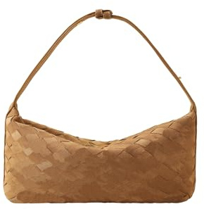 YLYYHH Damen Wildleder-Handtasche, Gewebte Ledertasche, Kleine Clutch, Wildleder-Handtasche, Unterarm-Geldbörse, Top-Griff, Khaki