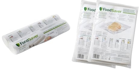 FoodSaver Kit de 2 rouleaux et 96 sacs sous vide pour aliments gaufrés | Lot de 2 rouleaux de 20 cm x 6,7 m + 96 sacs de 20 x 29 cm, gaufrés, sans BPA