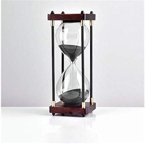 KRXSOBNV, Colore Clessidra Timer30/45/60Minuti Orologio in Vetro Orologio con Sabbia Artigianato Decorazione in Vetro for Lo Studio a casa Ufficio Regalo Creativo.,Orologio di Sabbia(Black,60 Minutes