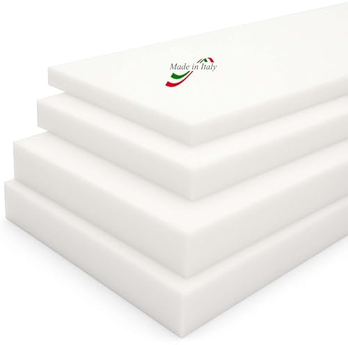 TENDEEVOLUTION Gomma EVA, Gommapiuma per Imbottitura 200x100 cm, Densità 30, Spessore 1-10 cm. Schiuma EVA a Cellula Chiusa, Gomma EVA Bianca per Nautica, Fai da Te e Imbottiture (Spessore 6 cm)