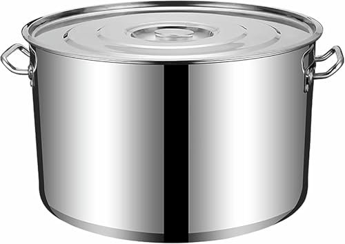 GZYHDC Edelstahltopf Mit Deckel, Hochwertiger Suppentopf Mit Edelstahldeckel, Ergonomischer Und Kalter Mango, Kompatibel Mit Allen Wärmequellen (OneColor-40 * 25 cm (30 L))