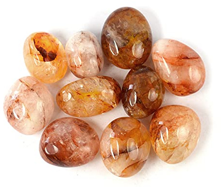 INDIA MADE Quarzo ematoide naturale pietra burattata pietre grezze grezze per allentamento Reiki e cristallo easing pietra martellata (colore: multi)-B0994JHCLS