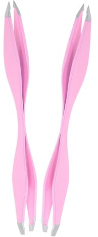Gatuida 2 piezas Pinzas Doble Inoxidable para Cejas Precisión Depilación Facial y Manualidades de Unidades Rosa para Uso Profesional