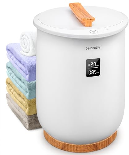 SereneLife Scaldasalviette Elettrico Bagno 20 Litri, Scaldasalviette Bagno Riscalda 2 Asciugamani o Coperte, Timer 20-90 Minuti, Display Digitale, Portaprofumo, 33 x 33 x 48 cm
