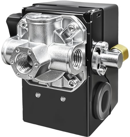 23474570 Pressure Switch Two Stage Compressor 5-7.5 HP 135-175 PSI for Ingersoll Rand Air Compressor 2475 2545 2340 7100 with Unloader and 4 Port On/Off Lever