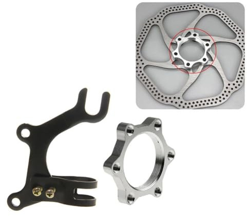 FUANA Staffe di montaggio per freno a disco per bicicletta, in alluminio CNC, per distanza tra i fori 48 mm, diametro interno 20 mm, nero + kit di riparazione bici argento