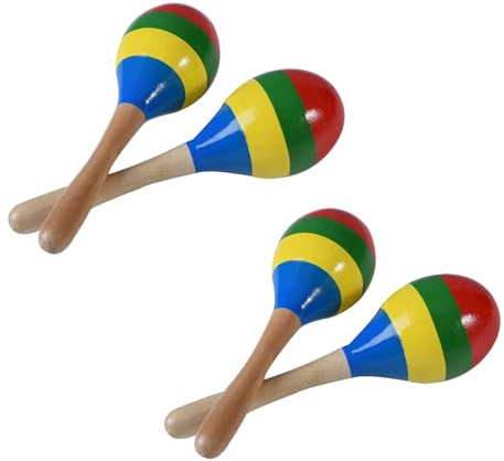 FOIJPPINP Maracas Sonagli Un Percussione Manuale, Strumento Musicale Shaker nel Legno per Rumba per Bambini Adulti, Set di 4