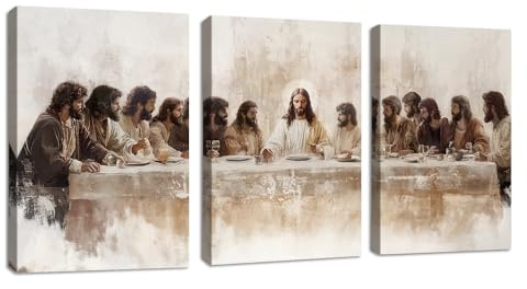 3 st sista kvällsmåltiden, canvasbilder med ram, kyrka, bönerum, kristen klassisk Jesus bild på duk, väggkonst religiös kristus, väggbilder dekoration för vardagsrum, sovrum, 40 x 60 cm x 3 st