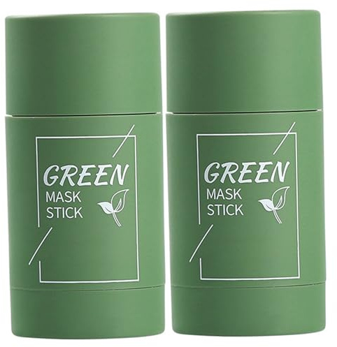 Mascarilla en barra verde, 2 mascarillas en barra de té verde con extracto de té, removedor de puntos negros para limpiar los poros y mejorar el cutis general, para todo tipo de piel, hombres y mu