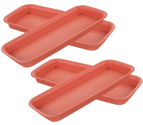 Ciieeo Set 4 Pezzi Vassoi Rettangolari per Fioriere Grandi in Plastica Resistente, Vassoio Raccogli-Acqua per Piante da Interno e Esterno, Sottovaso Antigoccia per Protezione Superfici
