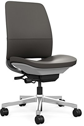 Steelcase Amia Task Chair: Platinum Frame/Polished Aluminum Base - Armless - Hard Floor Casters