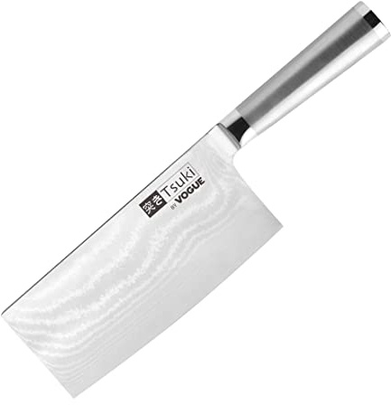 Vogue Tsuki Series 8 Vegetable Chopping Slicer Knife 18.2cm - Damascus Steel for a Sharp and Durable Blade DA449
