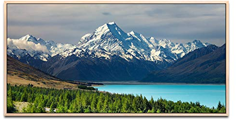Neuseeland ca. 130x70cm Wandbild inklusive Schattenfugenrahmen naturfarbend - Panorama Leinwand Bild XXL Format Wandbilder Wohnzimmer Wohnung Deko Kunstdrucke