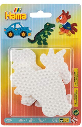 HAMA Bügelperlen Blister 3 Stiftplatten Auto/Dinosaurier/Papagei