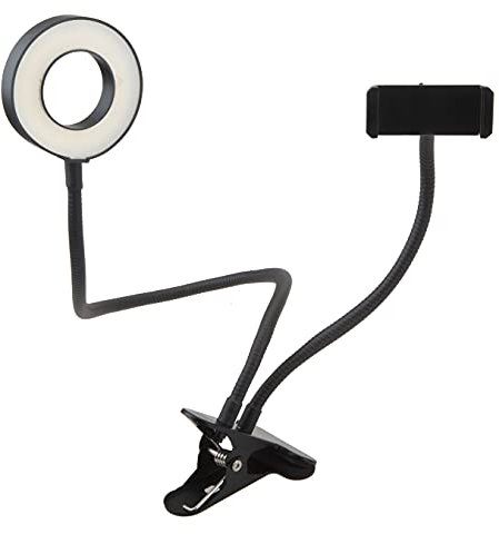 VFM Anneau lumineux LED pour médias sociaux avec support de téléphone 9 cm