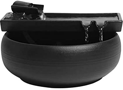 MagiDeal Keramik-Tischbrunnen, Wasserfall, beruhigende Hydrokulturen-Vase, Meditation, Feng Shui, Aquarium, Wasserspiel, Heimdekoration, USB-betrieben