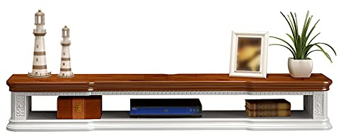 Uvency Schwebender Tv-Schrank, Offenes Wandregal, Geeignet Für Wohnzimmer, Schlafzimmer, Aufbewahrung Von Routern, Dvd-Playern/Walnuss / 120 cm/Wood Color/80Cm