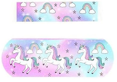 60 cerotti per bambini, motivo unicorno arcobaleno, morbidi, flessibili e resistenti al lavaggio, 2 misure