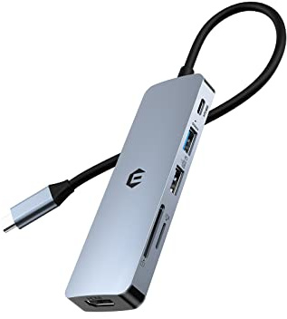 HOPDAY Hub USB C, Adaptateur USB C 6 en 1 pour MacBook Air/Pro, Station d'accueil Double Affichage 4K HDMI (USB A 3.0, 100w PD, SD/TF) Répartiteur Type C pour iMac, iPad Pro, Dell, HP, Surface, XPS