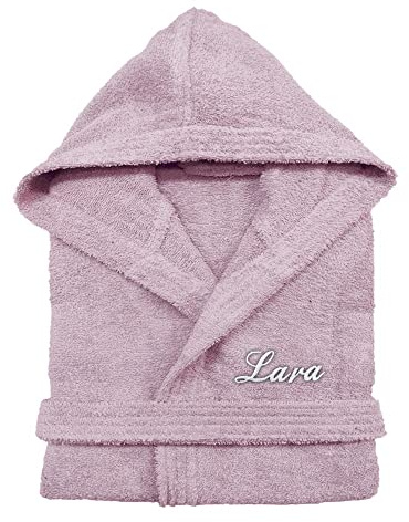 Cieffepi Home Collections SOLO MIO BASIC Peignoir personnalisé unisexe pour adulte avec capuche en éponge de pur coton, rose, XL