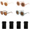 TAFACE 2 pièces de lunettes de soleil à fleurs pour enfants, 2 pièces de lunettes de soleil ours et 4 pièces de sacs à lunettes noirs, lunettes de protection solaire à monture ronde givrée.